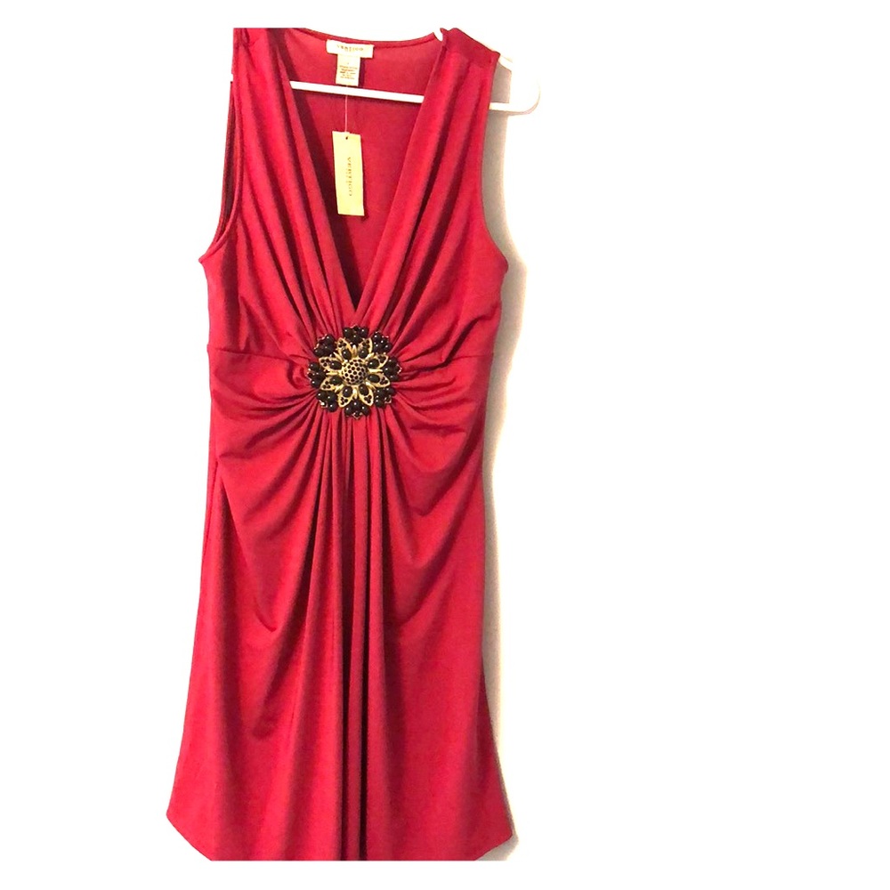 Dark Magenta Deep V Dress